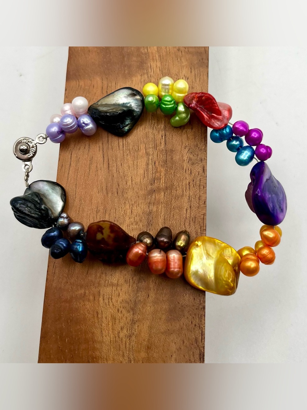 Teng Yue Rainbow Freshwater Pearl Shell Abalone Bracelet Colorful Y2K Mermaid